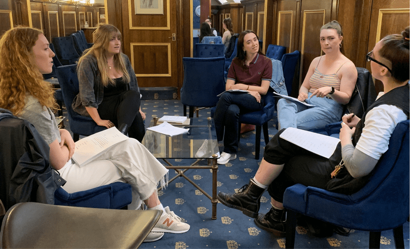 Script Session hosted in the oscar wilde room, writer and actors