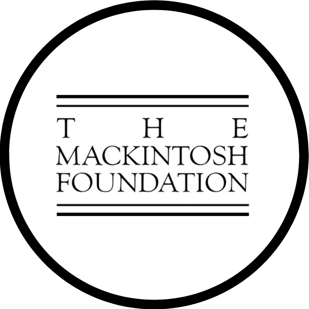 Logo of The Mackintosh Foundation in a circular, black and white design.