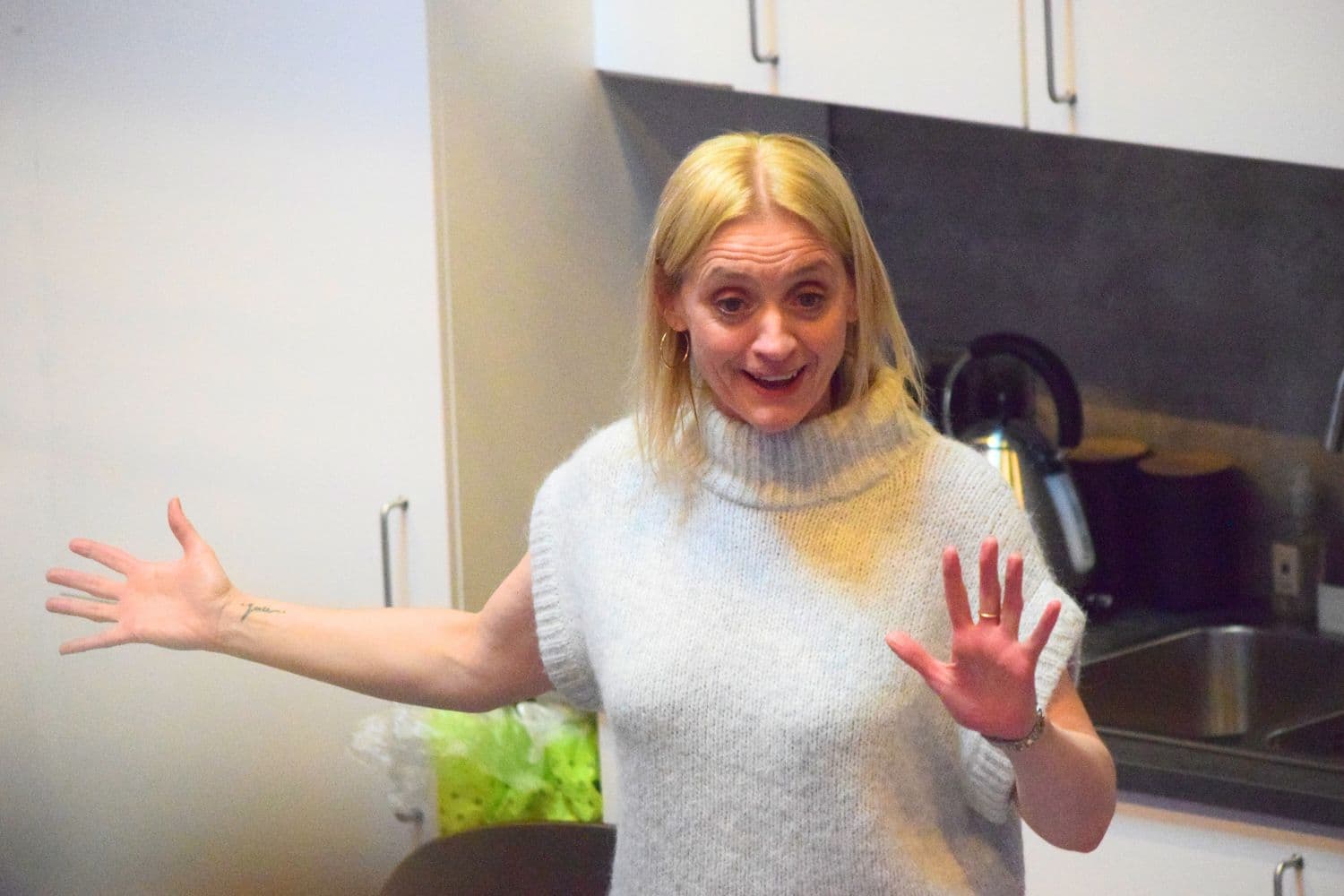 Anne Marie Duff talking during a masterclass at the Park Theatre, Finsbury Park