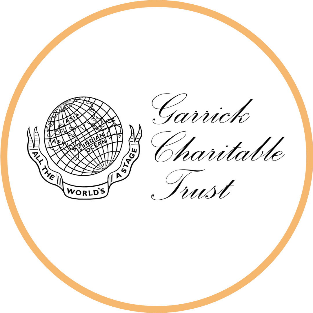 Garrick Charitable Trust, a world logo with a banner which says All The World's A Stage