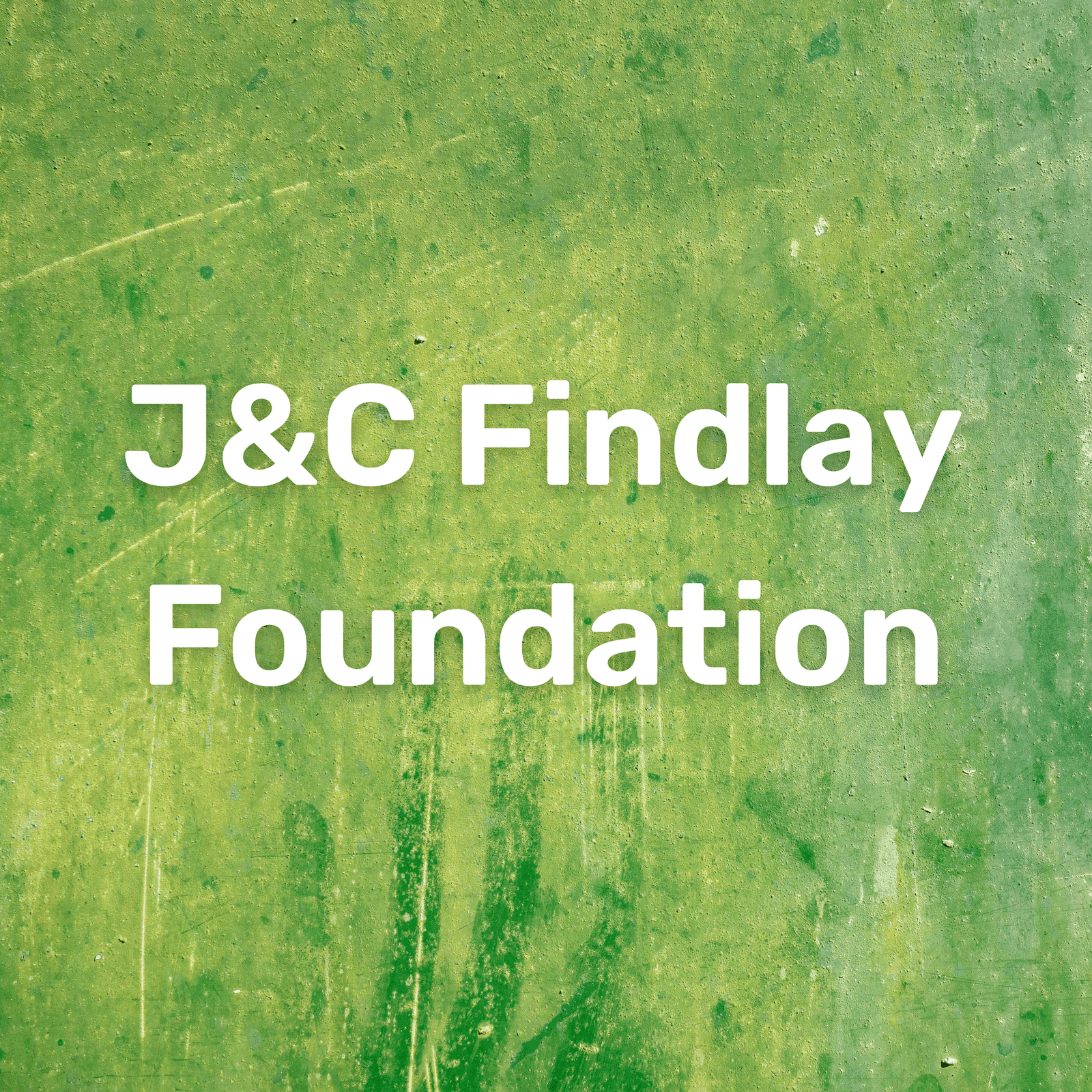 Logo of the J & C Findlay Foundation. The charity name is written in white in the centre of a green, textured background.