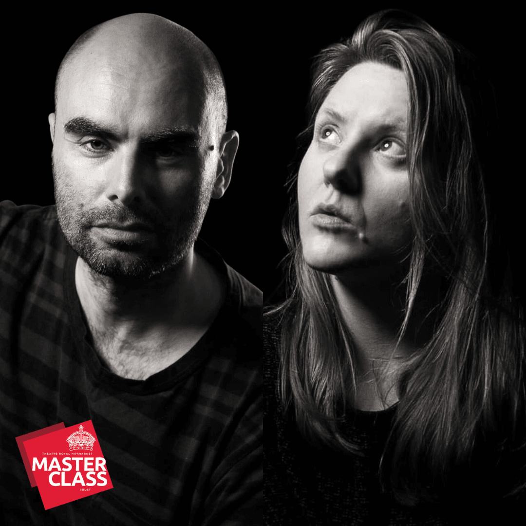 Flavia and Alex against a black background with a red masterclass logo top right