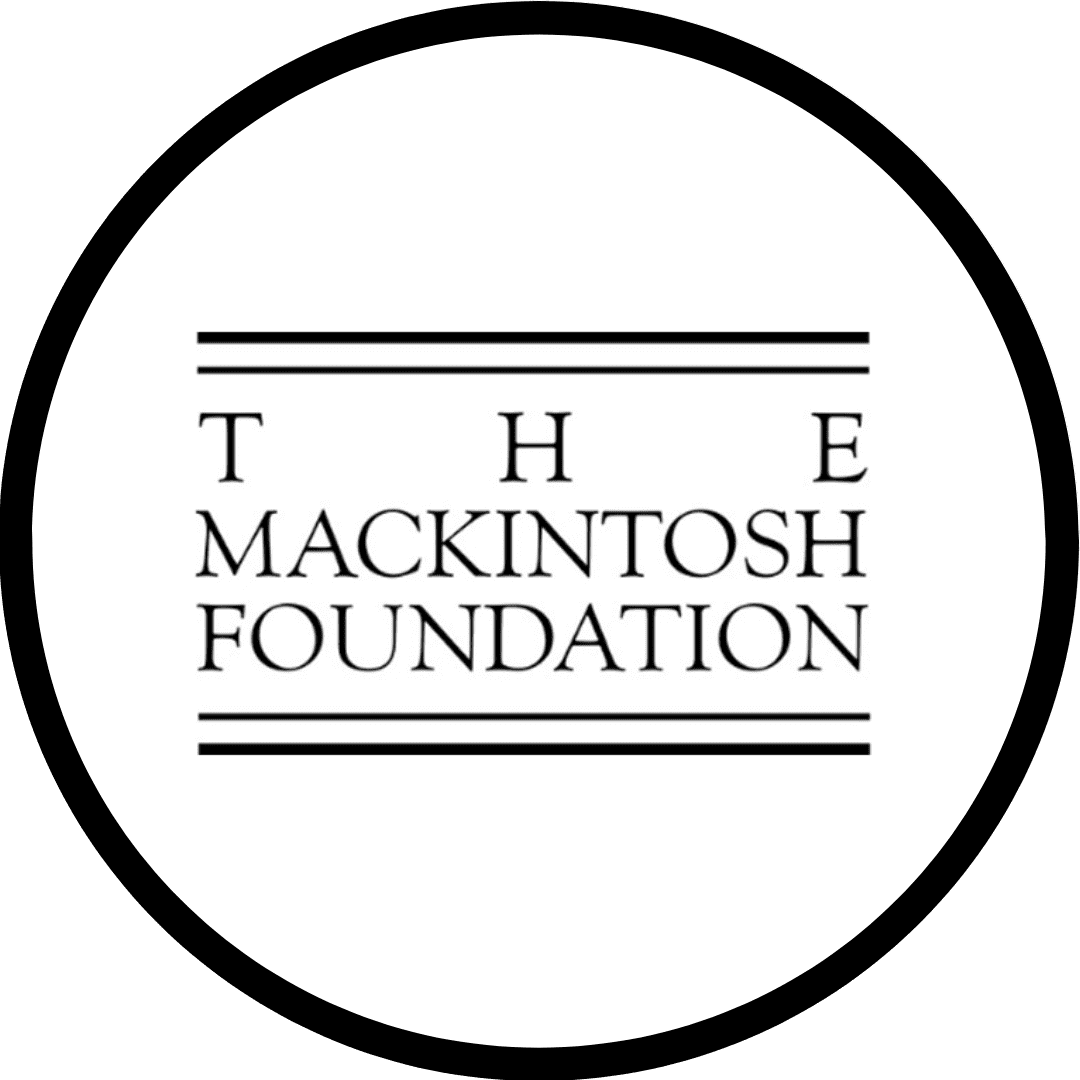 Logo of The Mackintosh Foundation in a circular, black and white design.