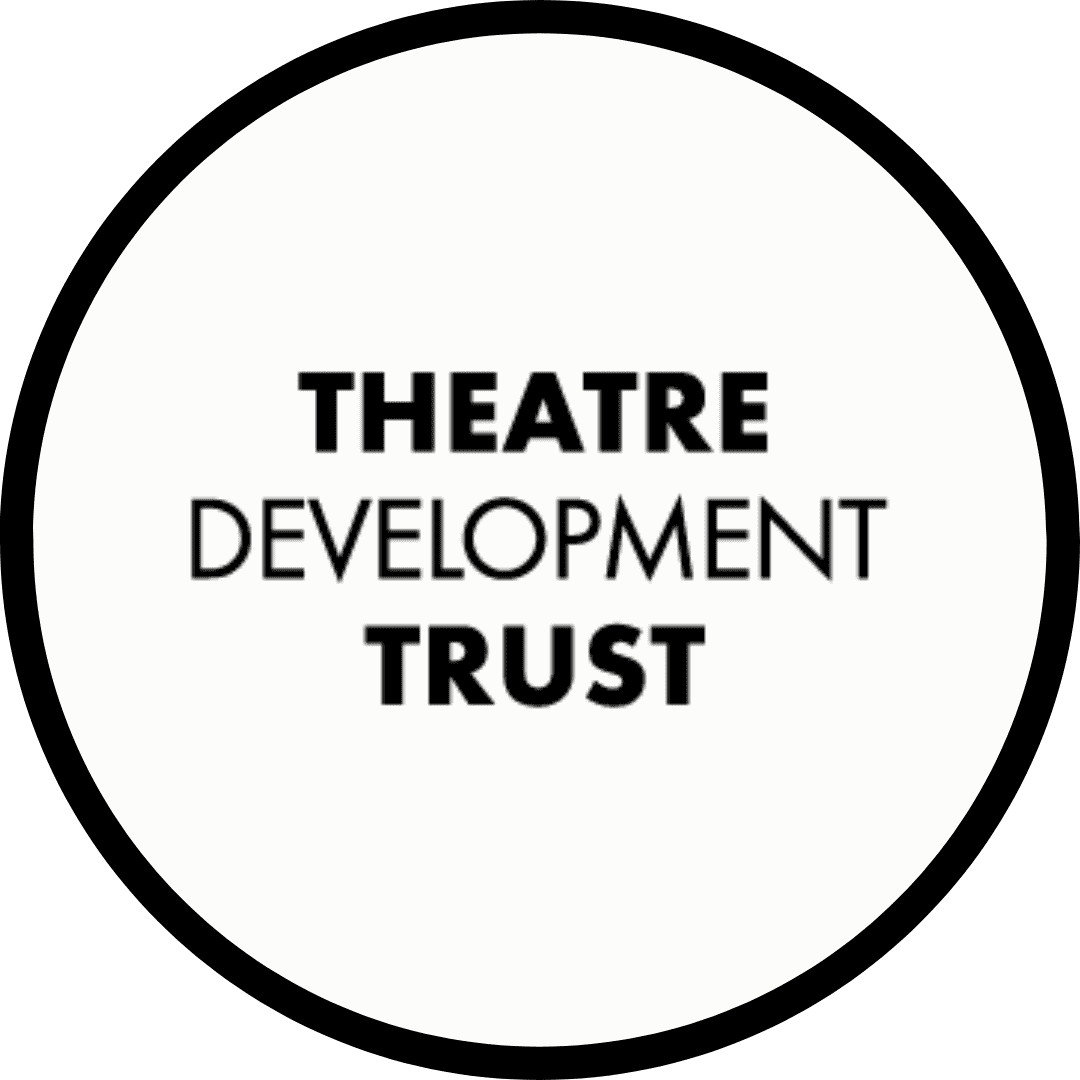 Logo of "Theatre Development Trust" encircled with black border on white background.